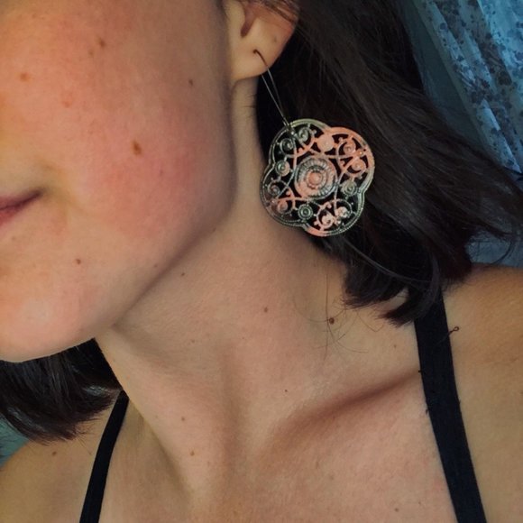 (3/$20) Bronze & Peach Boho Earrings - Picture 3 of 3